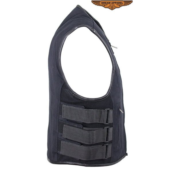 Mens Canvas Motorcycle Vest With Two Gun Pockets