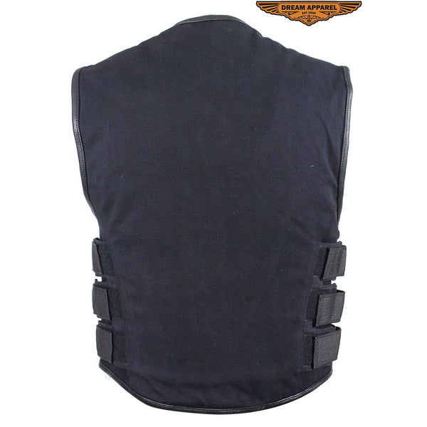 Mens Canvas Motorcycle Vest With Two Gun Pockets