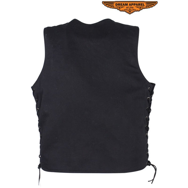 Men’s Black Denim Motorcycle Club Vest