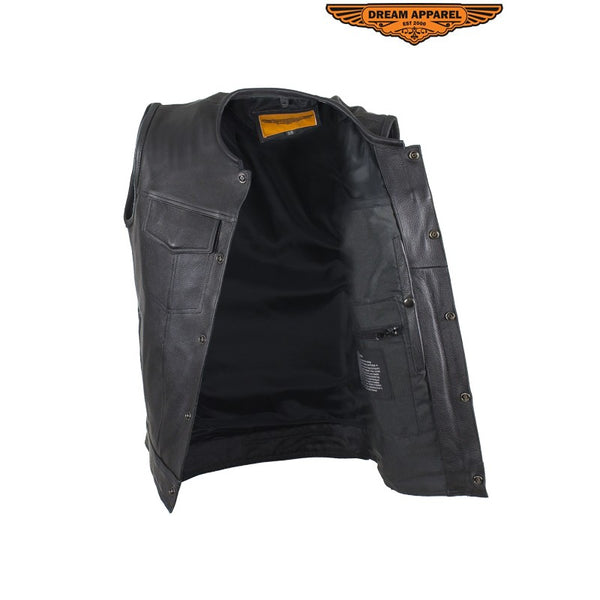 Mens 1/2" Collar Motorcycle Club Vest