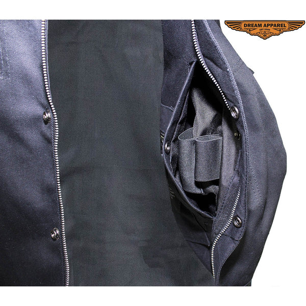 Men's Black Denim Gun Pocket Club Vest