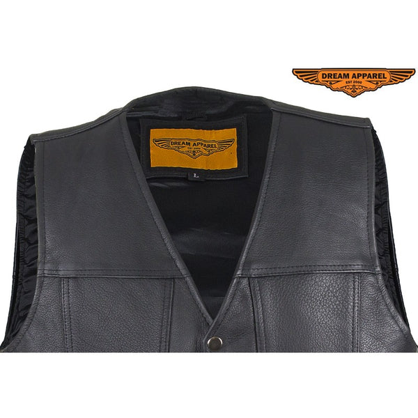 Men's Leather Vest with Gun Pockets & Side Laces