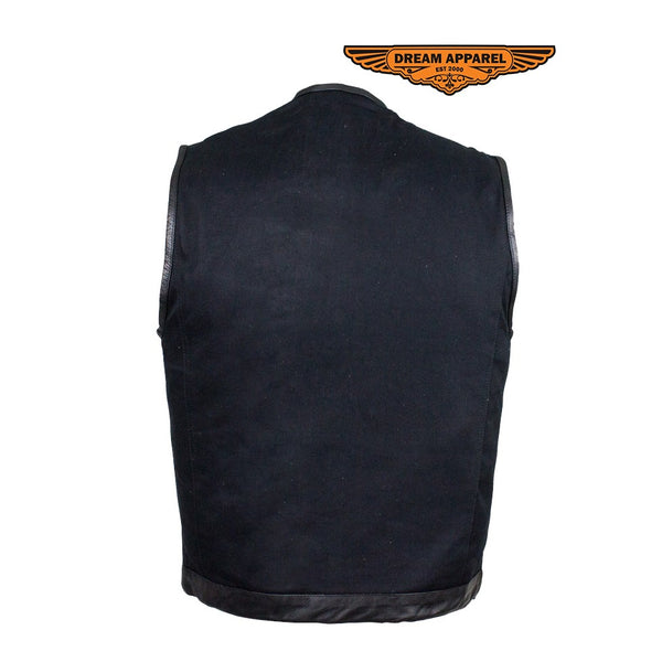 Men's Black Denim Gun Pocket Club Vest