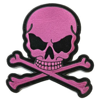 Pink Skull Crossbones Embroidered Patch