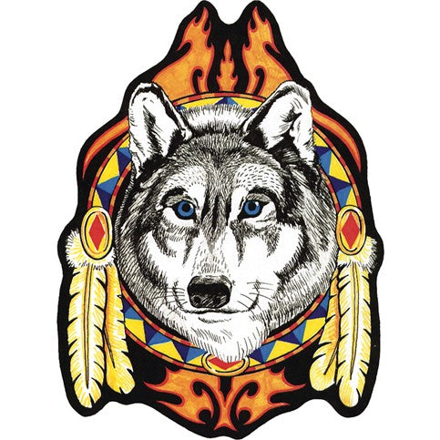 Wolf Head Feathers Patch