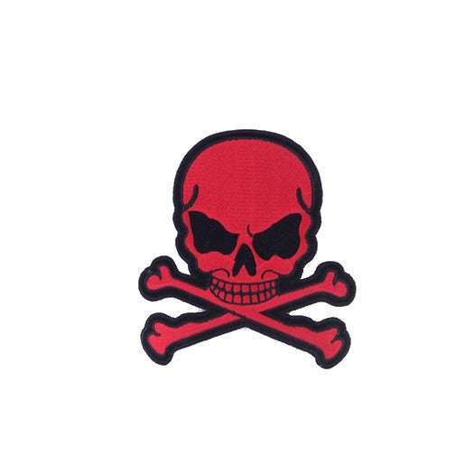 Red Flaming Skull with Crossbones Patch