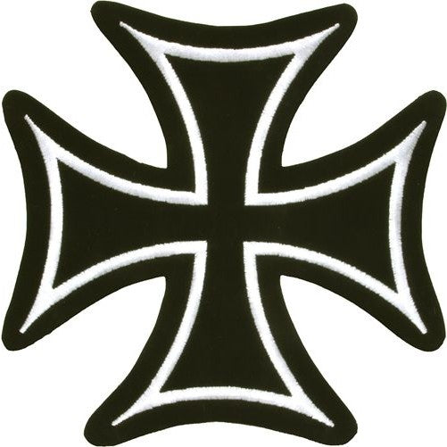 Iron Cross White Border Biker Patch