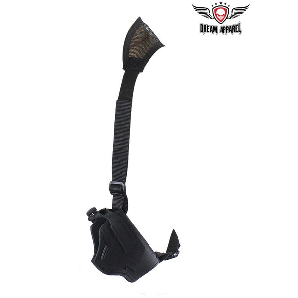 Black Leather Gun Holster with Shoulder Strap