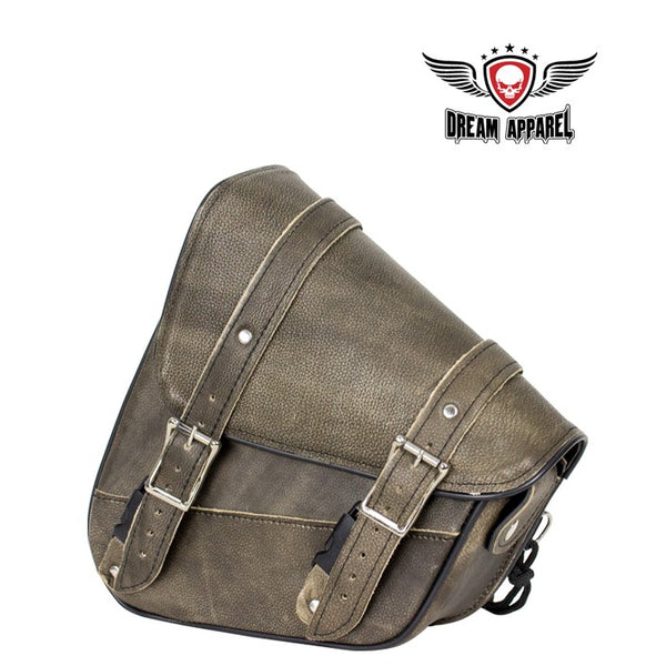 Genuine Distressed Brown Leather Left Side Swing Arm Bag