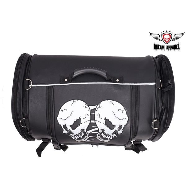 Medium Motorcycle Sissy Bar Bag / Trunk With Skull