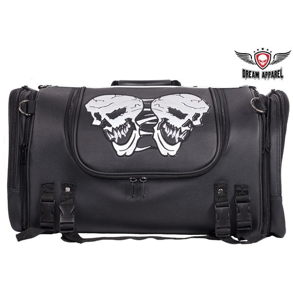 Medium Motorcycle Sissy Bar Bag / Trunk With Skull