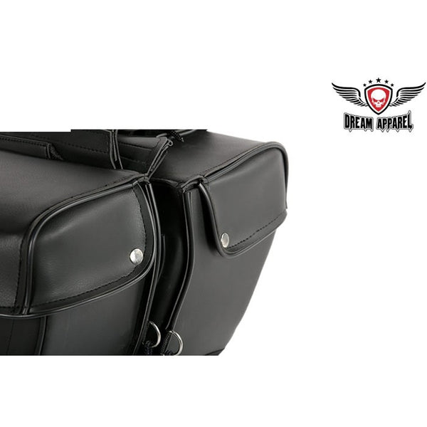 Motorcycle Saddlebag With 4 Tie Down Ribbons