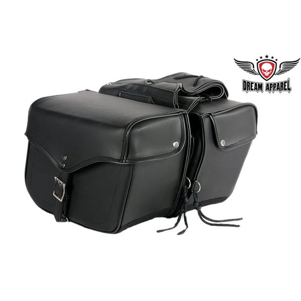 Motorcycle Saddlebag With 4 Tie Down Ribbons