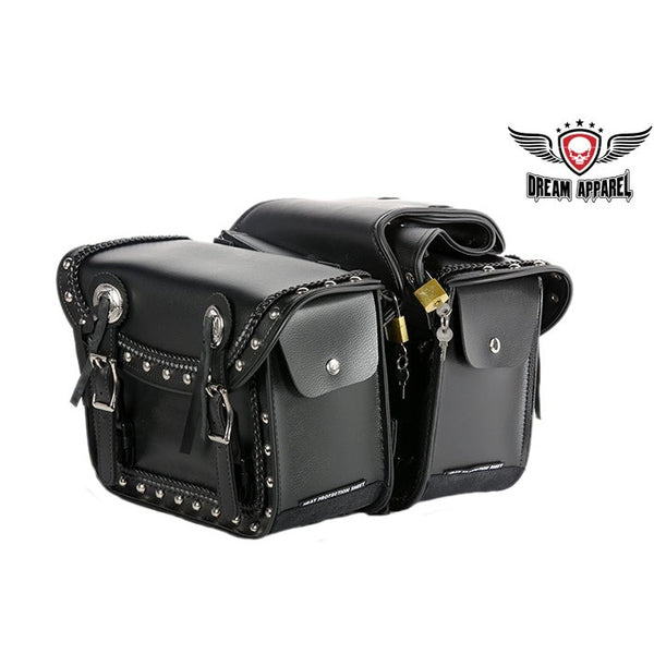 PVC Motorcycle Saddlebag With Quick Release & Studs