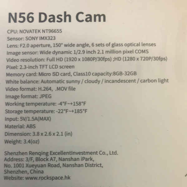 N56 Dash Cam