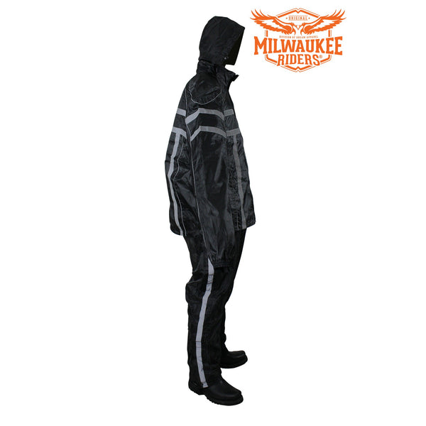 All Black Two-Piece Textile Rain Suit By Milwaukee Riders®