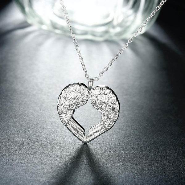 Wings of an Angel Necklace in 18K White Gold Plated